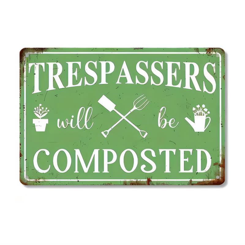Watering Can - Vintage Green Trespassers Will Be Composted