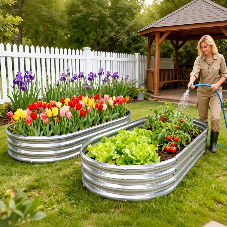 2Pcs Thickened Galvanized Oval - огляд і ціна Raised Garden Bed